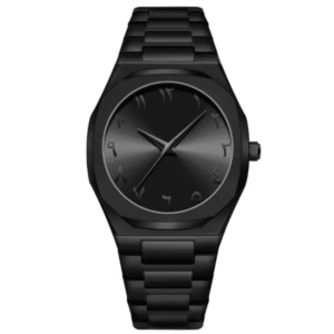 Men’s Black Waterproof Quartz Watch with Arabic Numbers